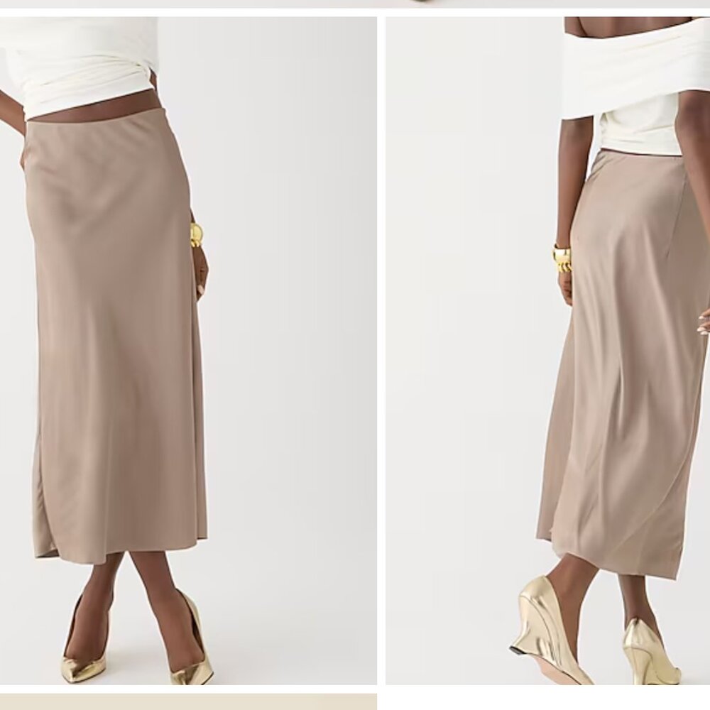 JCrew Gwyneth slip skirt tan gold size M